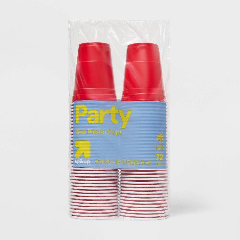 slide 1 of 3, Disposable Red Plastic Cups - 18oz - 72ct - up&up™, 72 ct; 18 oz