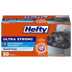 Hefty Ultra Strong Tall Kitchen Drawstring Trash Bags - Unscented - 13gal/50ct