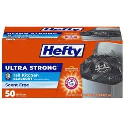 Hefty Ultra Strong Tall Kitchen Drawstring Trash Bags - Unscented - 13gal/50ct