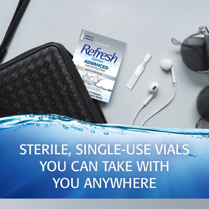 slide 5 of 8, Refresh Optive Advanced Preservative Free Lubricant Eye Drops - 0.3 fl oz/30ct, 0.3 fl oz, 30 ct