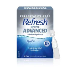 Refresh Optive Advanced PF Lubricant Eye Drops Preservative-Free Artificial Tears - 0.01 fl oz (0.4 mL) - 30 Single-Use Containers