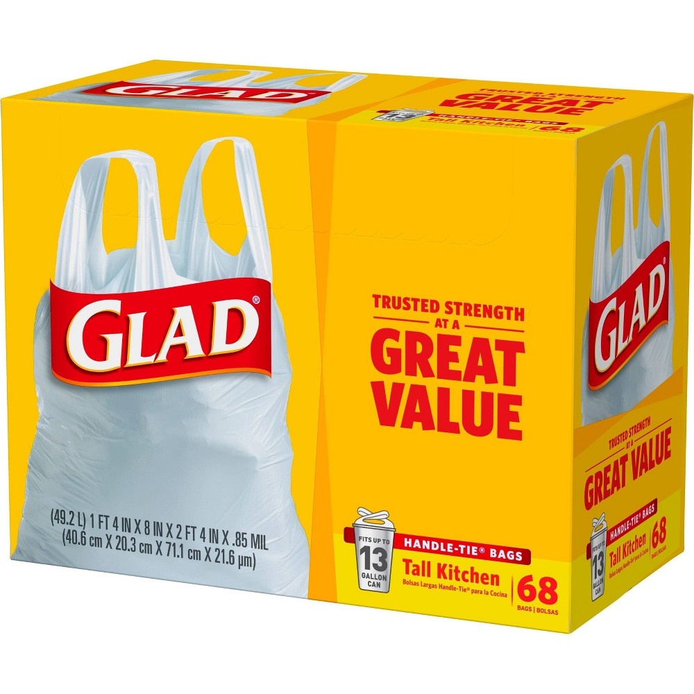 slide 4 of 11, Glad Tall Kitchen White Trash Bags, 13 gal, 68 ct