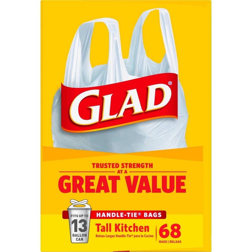 slide 6 of 11, Glad Tall Kitchen White Trash Bags, 13 gal, 68 ct