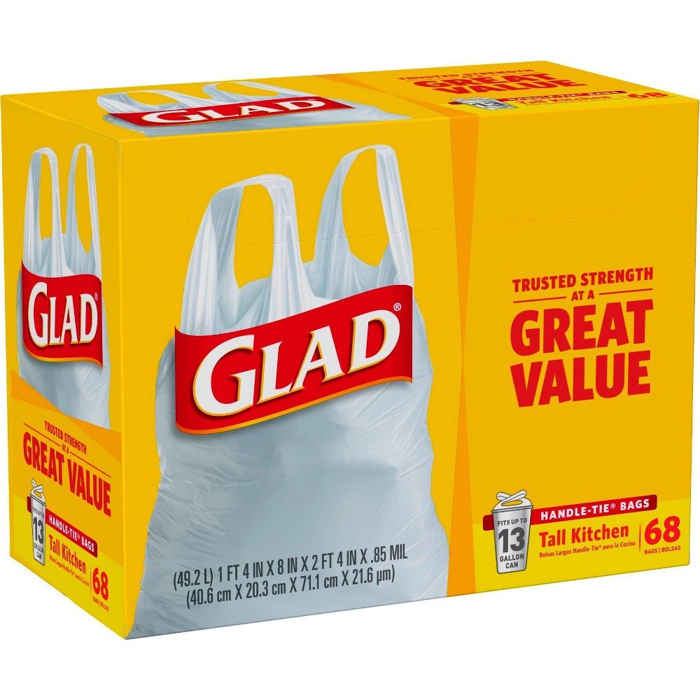 slide 7 of 11, Glad Tall Kitchen White Trash Bags, 13 gal, 68 ct