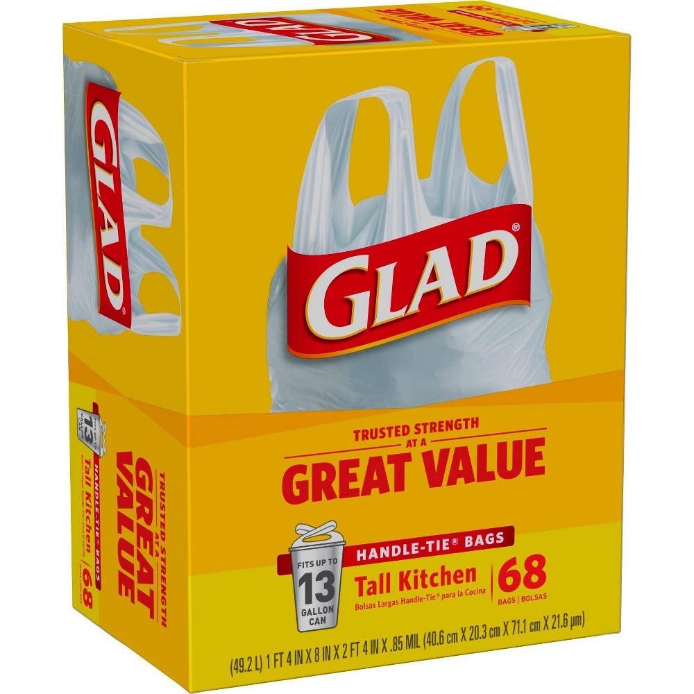 slide 9 of 11, Glad Tall Kitchen White Trash Bags, 13 gal, 68 ct