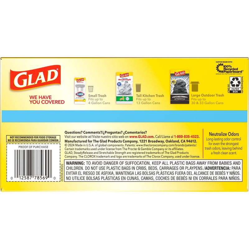 slide 12 of 16, Glad Tall Kitchen Drawstring Trash Bags OdorShield - Febreze Fresh Clean - Gray - 50ct/13gal, 50 ct, 13 gal