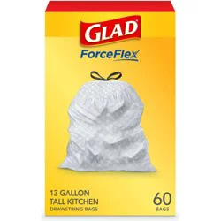 Glad Tall Kitchen Drawstring Trash Bags OdorShield 13 Gallon - Gray - 60ct