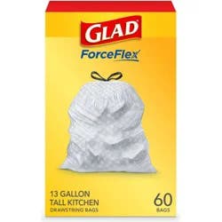 Glad Tall Kitchen Drawstring Trash Bags OdorShield 13 Gallon - Gray - 60ct