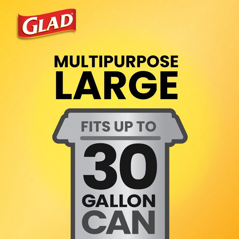 slide 6 of 17, Glad ForceFlex + Large Drawstring Black Trash Bags - 30 Gallon - 68ct, 30 gal, 68 ct