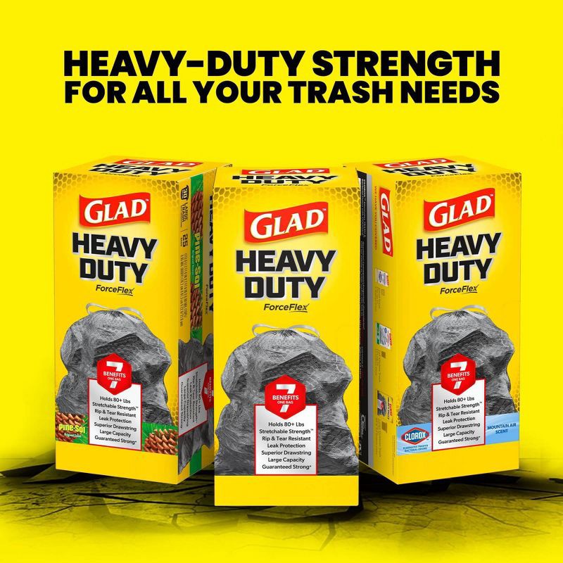 slide 11 of 12, Glad ForceFlex + Large Drawstring Black Trash Bags - 30gal/68ct, 30 gal, 68 ct