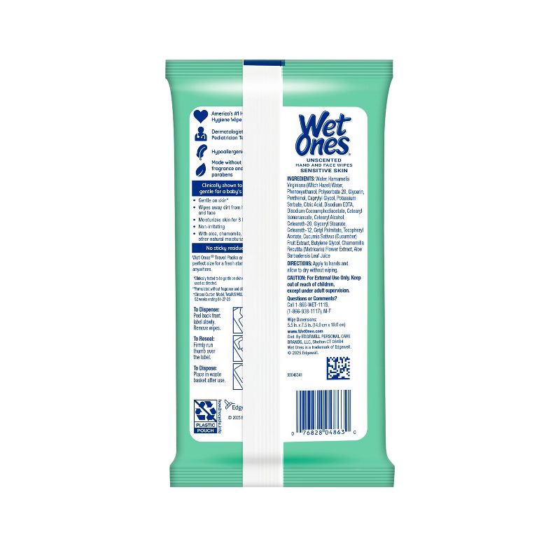 slide 2 of 7, Wet Ones Sensitive Skin Hand Wipes Travel Pack - Fragrance Free - 20ct, 20 ct