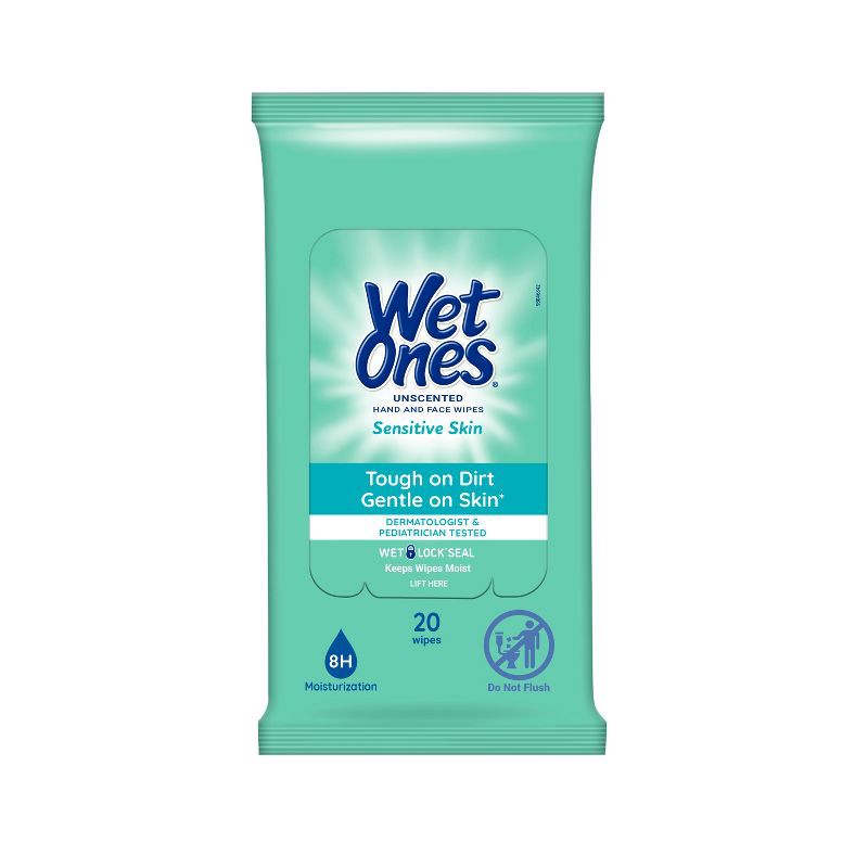 slide 1 of 7, Wet Ones Sensitive Skin Hand Wipes Travel Pack - Fragrance Free - 20ct, 20 ct