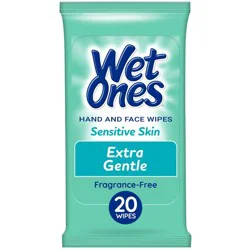 Wet Ones Sensitive Skin Hand Wipes Travel Pack - Fragrance Free - 20ct: Hypoallergenic, Dye-Free, Paraben-Free