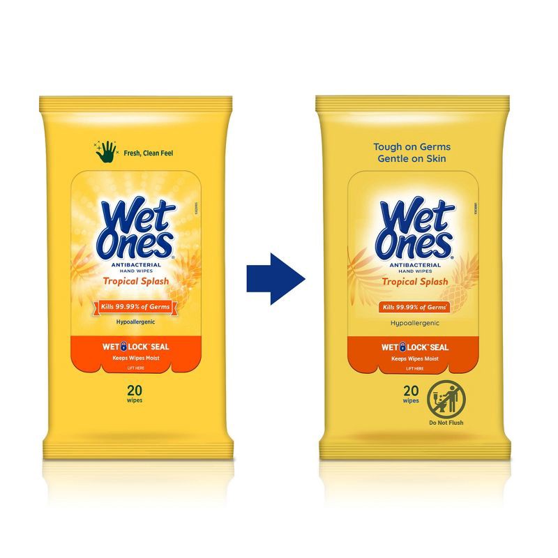 slide 7 of 7, Wet Ones Antibacterial Hand Wipes Travel Pack - Tropical Splash - 20ct, 20 ct