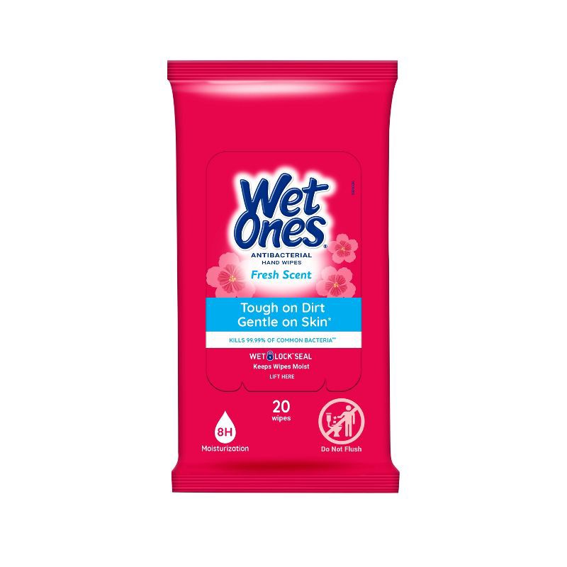 slide 1 of 7, Wet Ones Antibacterial Hand Wipes Travel Pack - Fresh Scent - 20ct, 20 ct