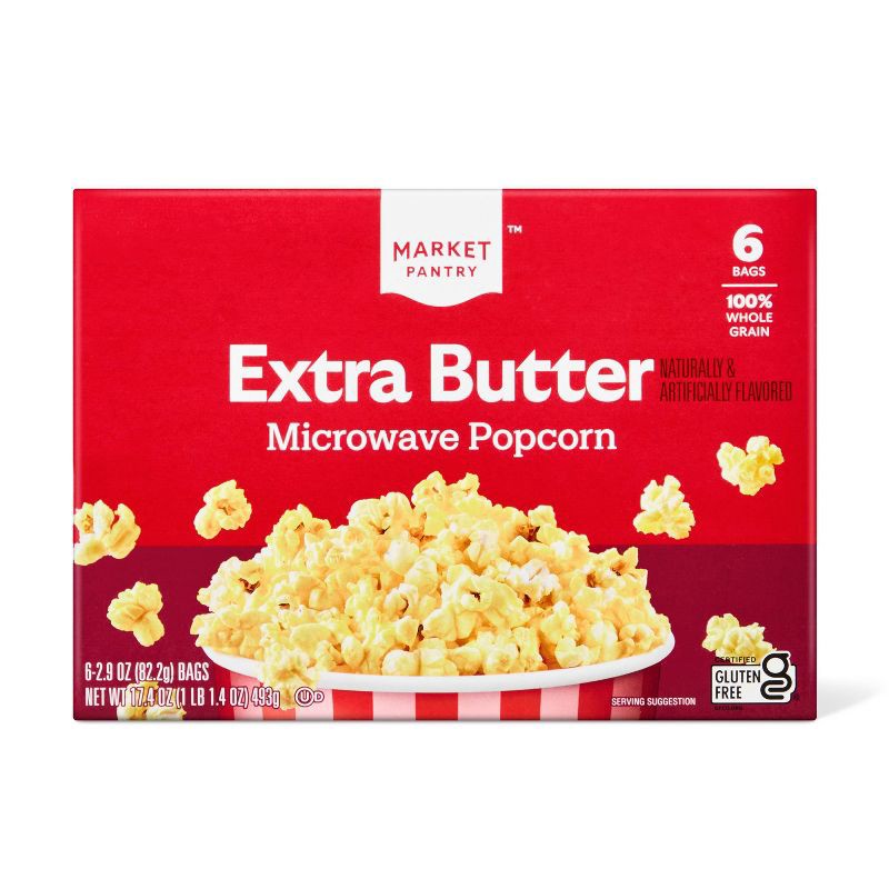 slide 1 of 3, Extra Butter Microwave Popcorn - 6ct - Market Pantry™, 6 ct