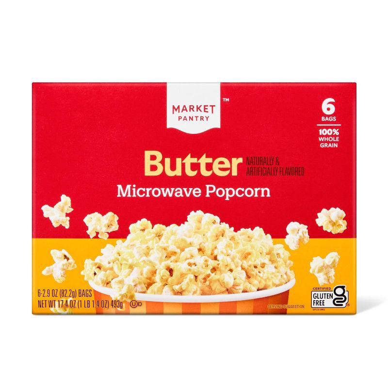 slide 1 of 3, Butter Microwave Popcorn - 6ct - Market Pantry™, 6 ct