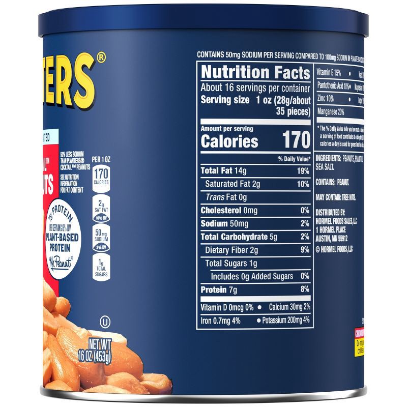 slide 3 of 9, Planters Lightly Salted Made With Sea Salt Cocktail Peanuts - 16oz, 16 oz