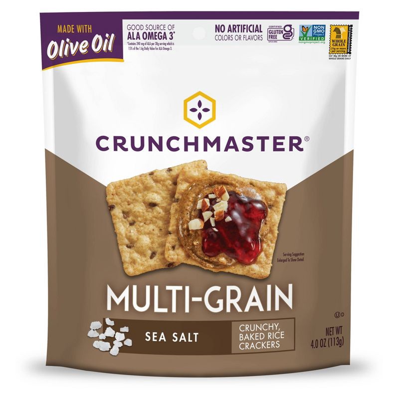 slide 1 of 3, Crunchmaster Multi-Grain Sea Salt Crackers 4oz, 4 oz