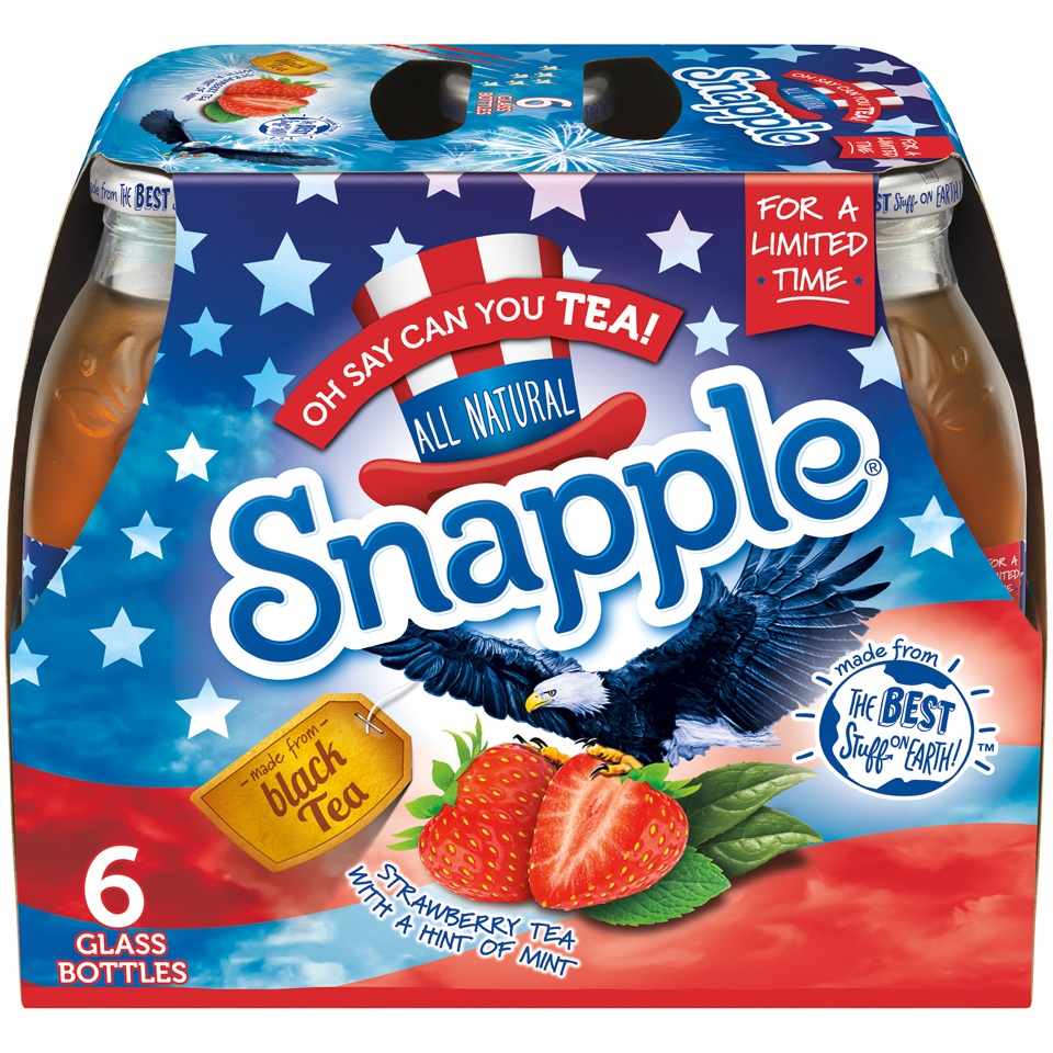 slide 1 of 1, Snapple Oh Say Can You Tea Glass Bottles, 6 ct; 16 fl oz