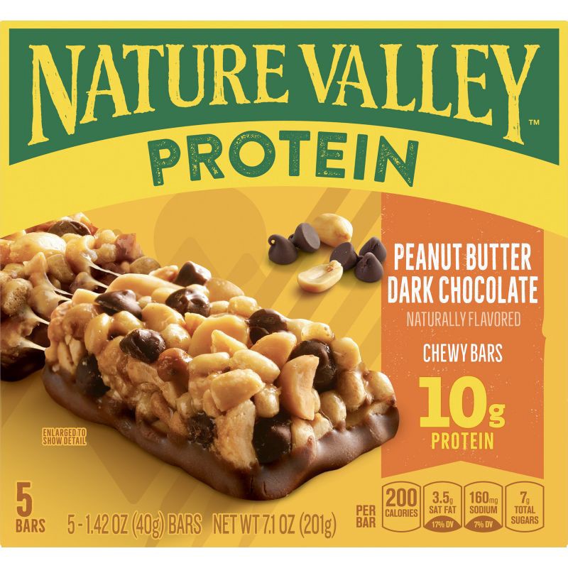 slide 2 of 11, Nature Valley Peanut Butter Dark Chocolate Protein Chewy Bars - 5ct, 5 ct