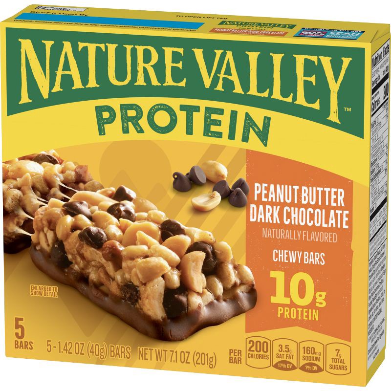 slide 3 of 11, Nature Valley Peanut Butter Dark Chocolate Protein Chewy Bars - 5ct, 5 ct