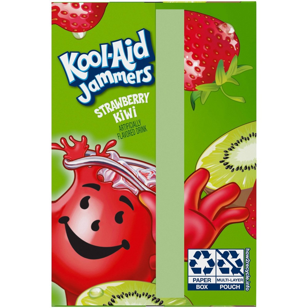 slide 7 of 11, Kool-Aid Jammers Strawberry Kiwi Flavored 0% Juice Drink, 10 ct Box, 6 fl oz Pouches, 10 ct; 6 fl oz