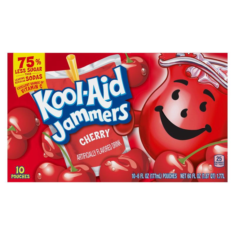 slide 10 of 12, Kool-Aid Jammers Cherry Juice Drinks - 10pk/6 fl oz Pouches, 10 ct; 6 fl oz