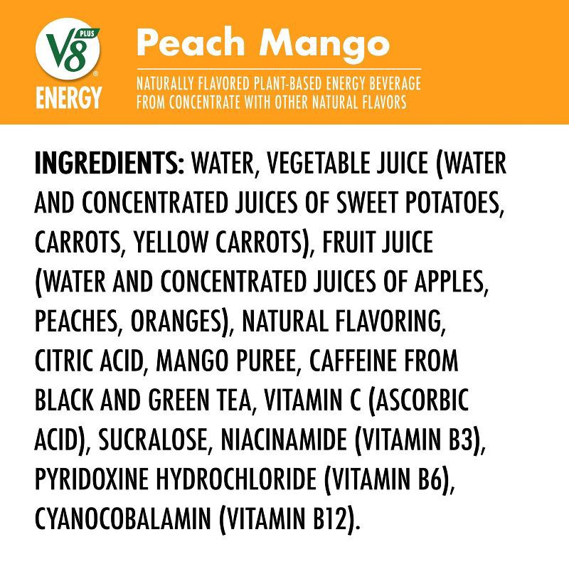 slide 7 of 8, V8 Juice V8 +ENERGY Peach Mango Energy Drink - 6pk/8 fl oz Cans, 6 ct; 8 fl oz