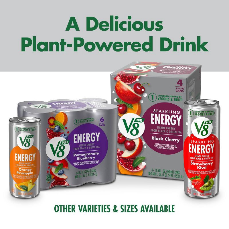 slide 8 of 8, V8 Juice V8 +ENERGY Peach Mango Energy Drink - 6pk/8 fl oz Cans, 6 ct; 8 fl oz