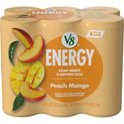 V8 Juice V8 +ENERGY Peach Mango Energy Drink - 6pk/8 fl oz Cans