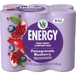 V8 Juice V8 +ENERGY Pomegranate Blueberry Energy Drink - 6pk/8 fl oz Cans