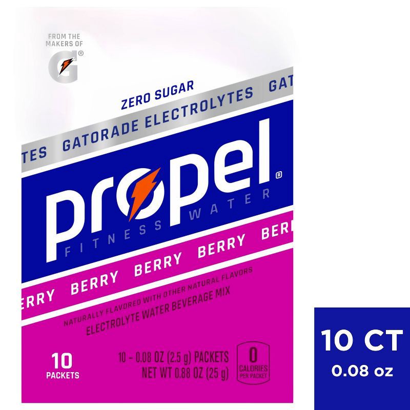 slide 1 of 10, Propel Zero Berry Water Beverage Mix - 10pk/0.08oz Pouches, 10 ct, 0.08 oz