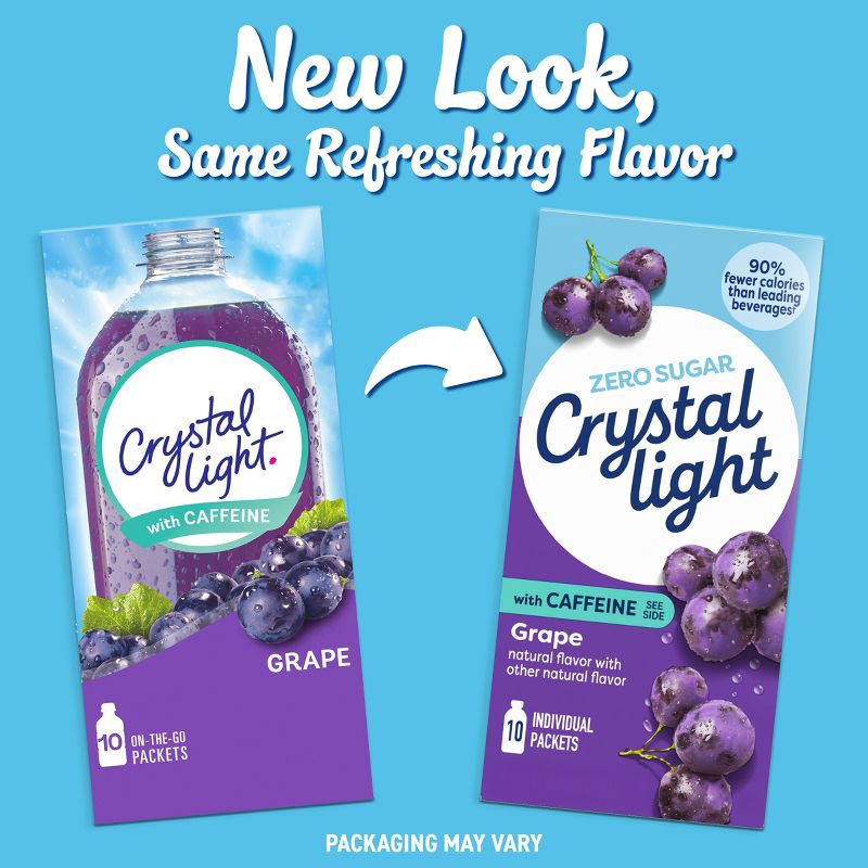 slide 3 of 9, Crystal Light On the Go Grape Energy Drink Mix - 10pk/0.11oz Stix, 10 ct, 0.11 oz