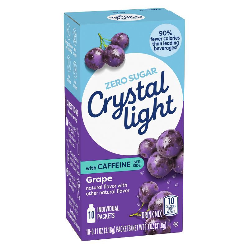 slide 5 of 9, Crystal Light On the Go Grape Energy Drink Mix - 10pk/0.11oz Stix, 10 ct, 0.11 oz