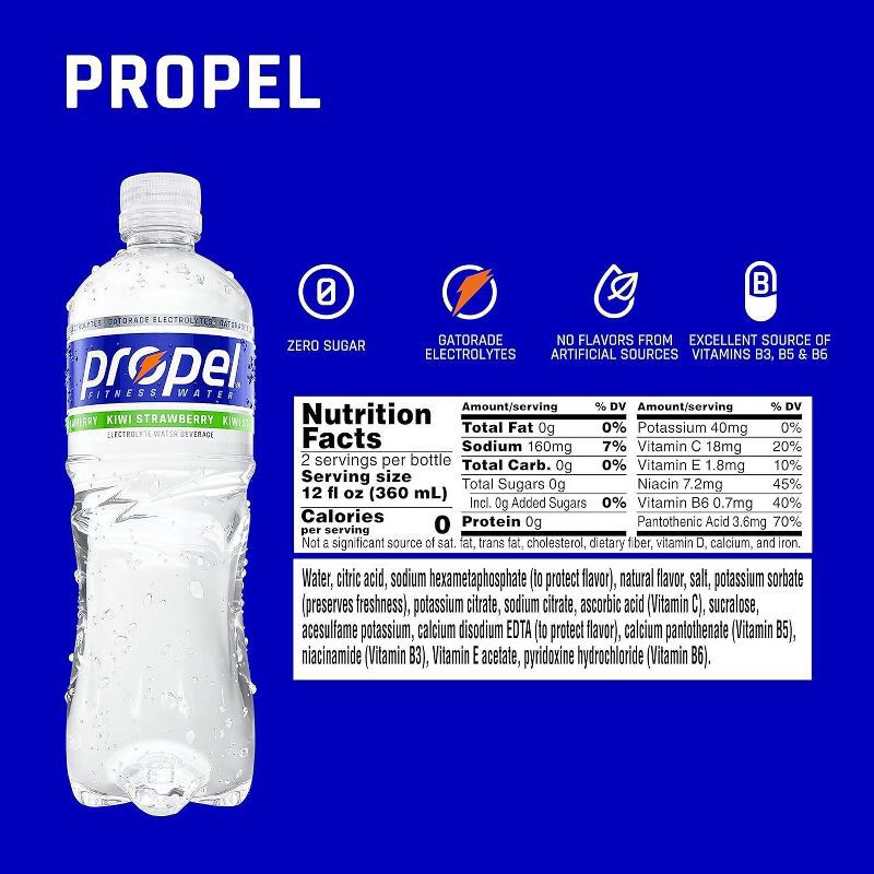 slide 6 of 9, Propel Zero Kiwi Strawberry Nutrient Enhanced Water - 6pk/16.9 fl oz Bottles, 6 ct; 16.9 fl oz