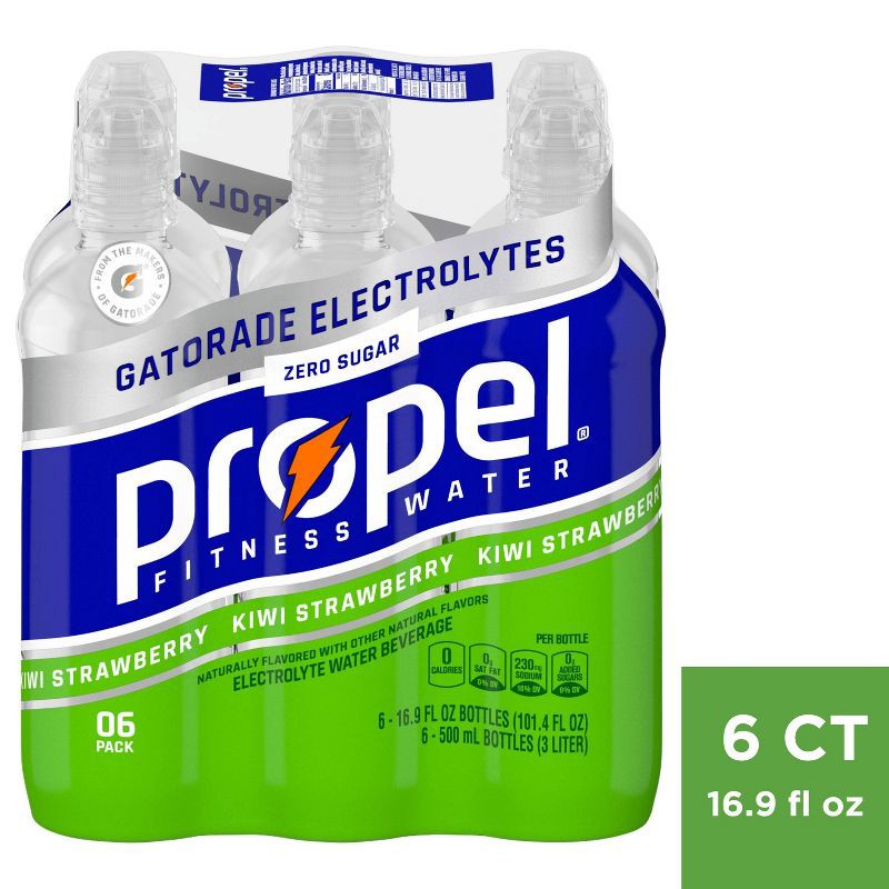 slide 1 of 9, Propel Zero Kiwi Strawberry Nutrient Enhanced Water - 6pk/16.9 fl oz Bottles, 6 ct; 16.9 fl oz