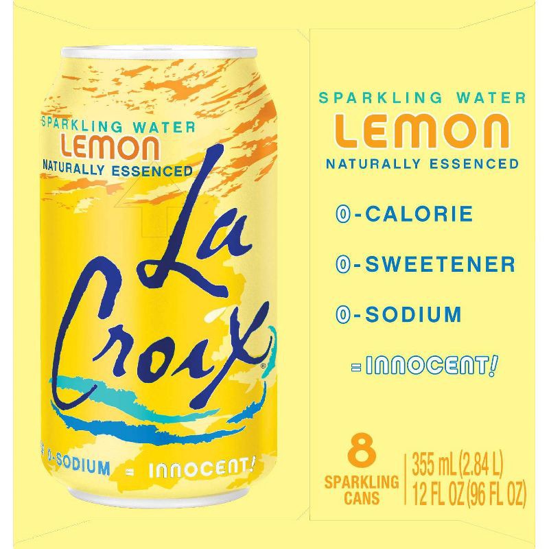 slide 4 of 6, LaCroix Sparkling Water Lemon - 8pk/12 fl oz Cans, 8 ct; 12 fl oz