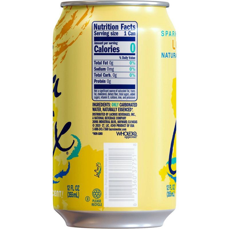 slide 6 of 6, LaCroix Sparkling Water Lemon - 8pk/12 fl oz Cans, 8 ct; 12 fl oz