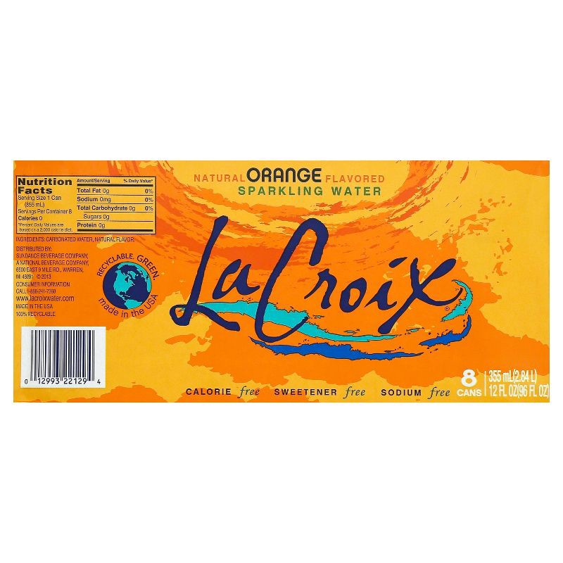 slide 5 of 6, LaCroix Orange Sparkling Water - 8pk/12 fl oz Cans, 8 ct; 12 fl oz