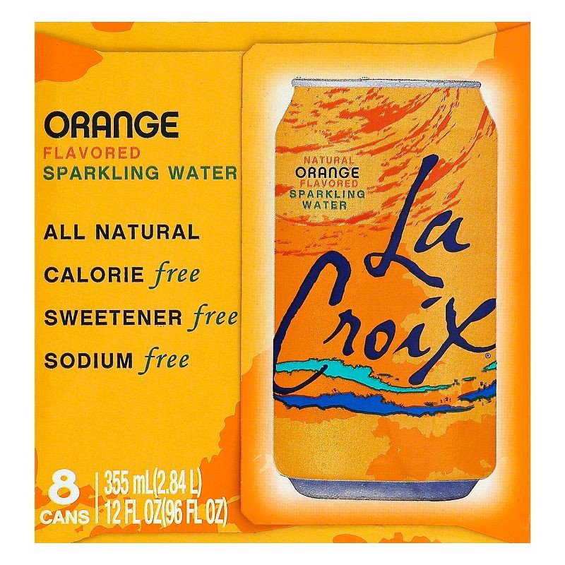 slide 6 of 6, LaCroix Orange Sparkling Water - 8pk/12 fl oz Cans, 8 ct; 12 fl oz