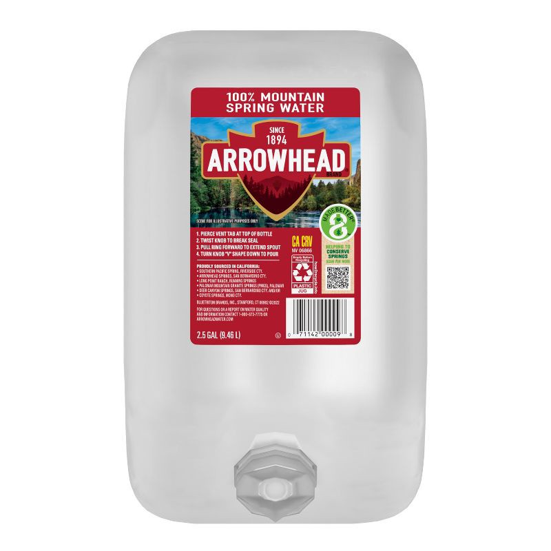 slide 1 of 1, Arrowhead Brand 100% Mountain Spring Water - 2.5 gal Jug, 2.5 gal