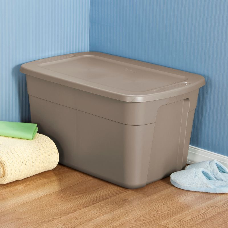 slide 2 of 8, 30gal Storage Tote Gray - Room Essentials™: Large Plastic Storage Bin with Lid, Stackable & Portable, 120L Capacity, 30 gal, 120 liter