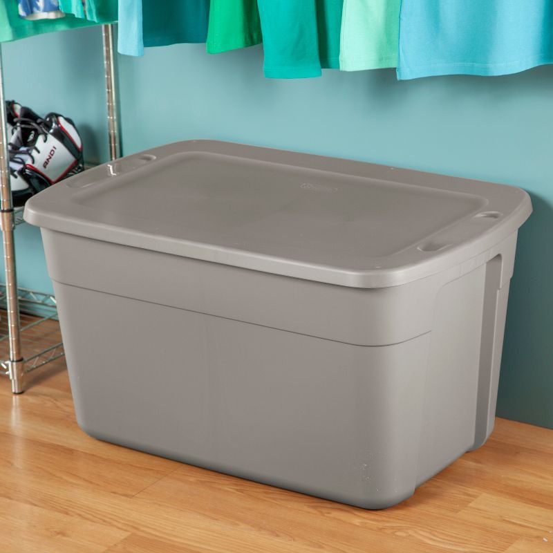 slide 3 of 8, 30gal Storage Tote Gray - Room Essentials™: Large Plastic Storage Bin with Lid, Stackable & Portable, 120L Capacity, 30 gal, 120 liter