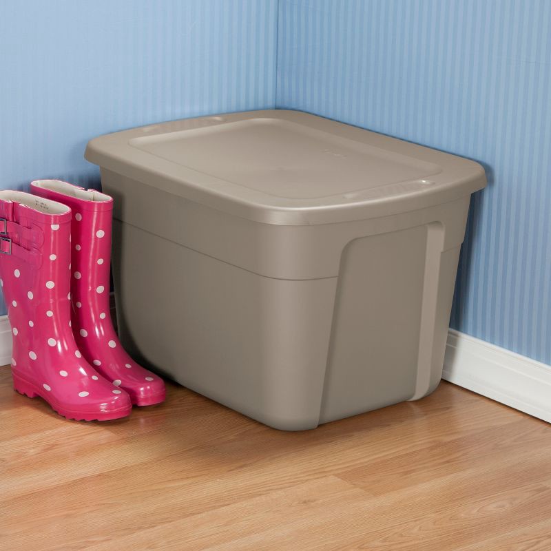 slide 2 of 8, 18gal Storage Tote Gray - Room Essentials™: Plastic Utility Container, Lidded, Stackable, Built-In Handles, 72qt Capacity, 18 gal, 72 qt