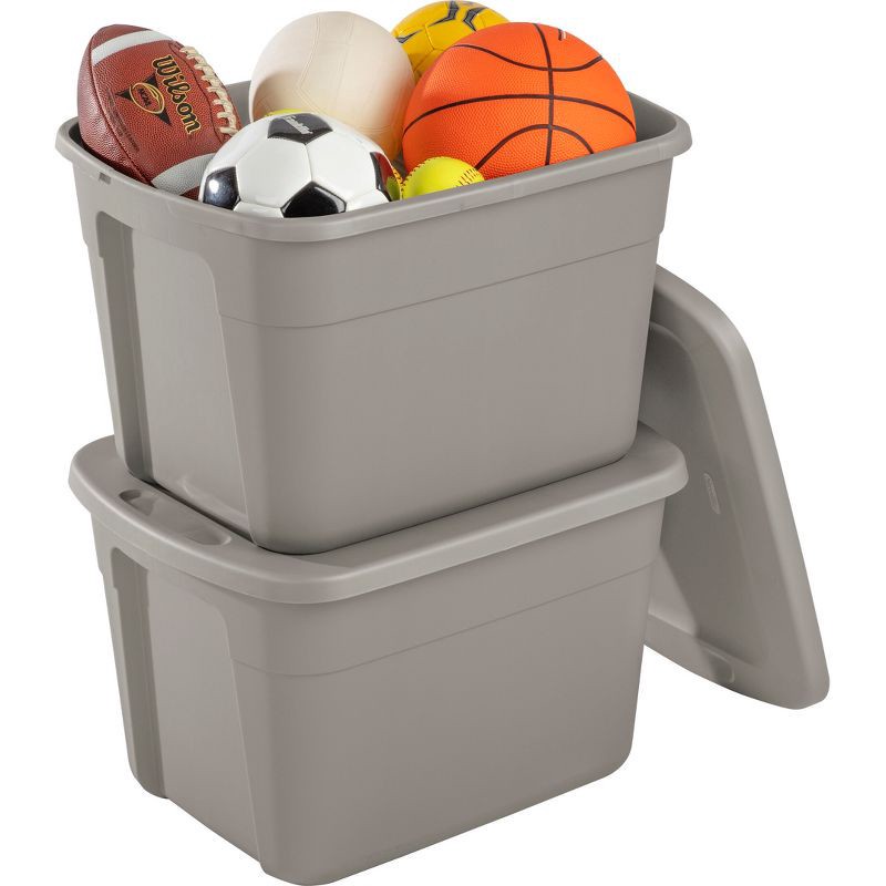 slide 5 of 8, 18gal Storage Tote Gray - Room Essentials™: Plastic Utility Container, Lidded, Stackable, Built-In Handles, 72qt Capacity, 18 gal, 72 qt