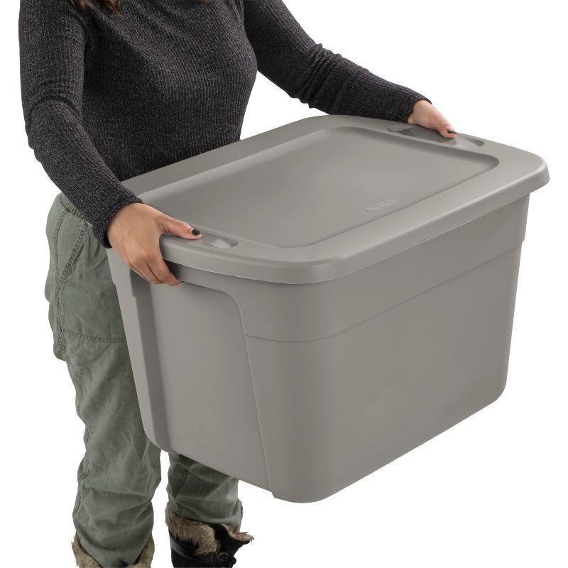 slide 7 of 8, 18gal Storage Tote Gray - Room Essentials™: Plastic Utility Container, Lidded, Stackable, Built-In Handles, 72qt Capacity, 18 gal, 72 qt