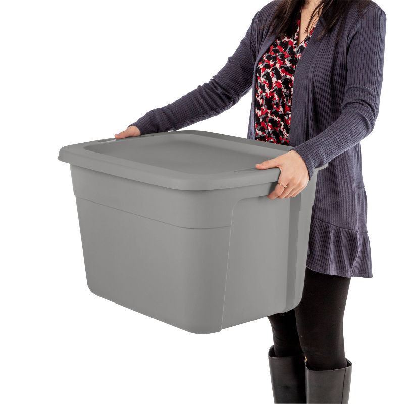 slide 8 of 8, 18gal Storage Tote Gray - Room Essentials™: Plastic Utility Container, Lidded, Stackable, Built-In Handles, 72qt Capacity, 18 gal, 72 qt