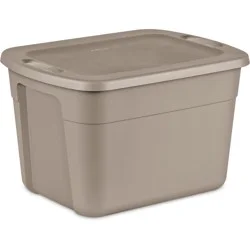 18gal Storage Tote Gray - Room Essentials™: Plastic Utility Container, Lidded, Stackable, Built-In Handles, 72qt Capacity