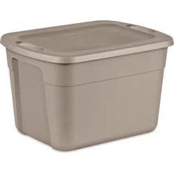 18gal Storage Tote Gray - Room Essentials™: Plastic Utility Container, Lidded, Stackable, Built-In Handles, 72qt Capacity